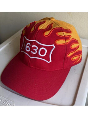 Illinois Railway Museum 1630 Flame Embroidered Baseball Cap Hat Red Yellow